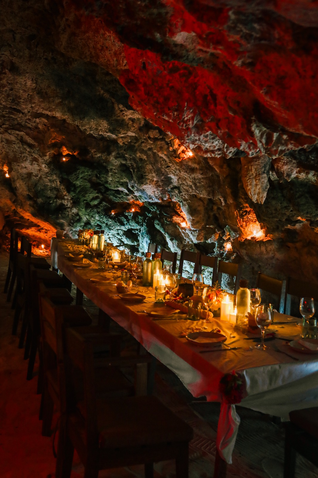 Candlelit cave setting
